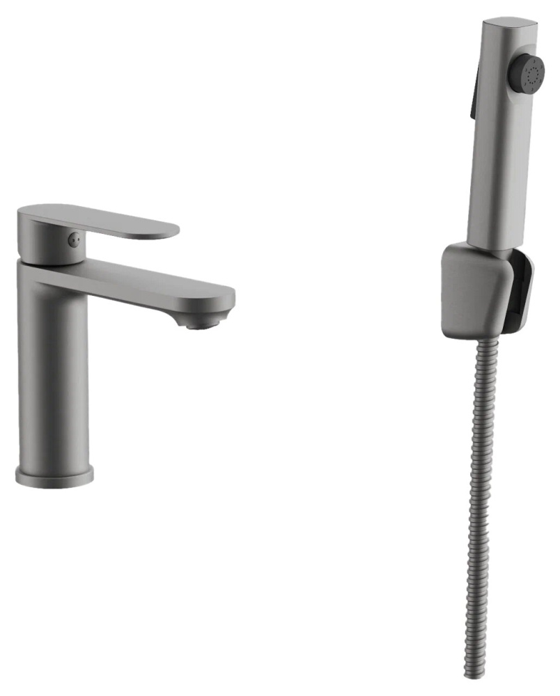 Смеситель для раковины BELZ с гигиеническим душем Оружейная сталь B12713-3 (B12713-3)